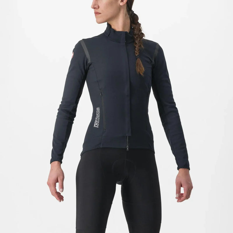 Load image into Gallery viewer, CASTELLI Winter Jacket Perfetto RoS 2 W Light Black, women's cycling jacket with zip closure and long sleeves.