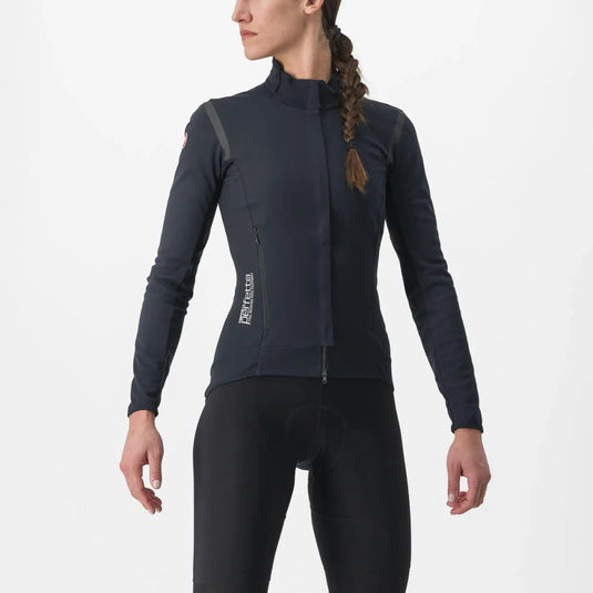 CASTELLI Winter Jacket Perfetto RoS 2 W Light Black, women's cycling jacket with zip closure and long sleeves.