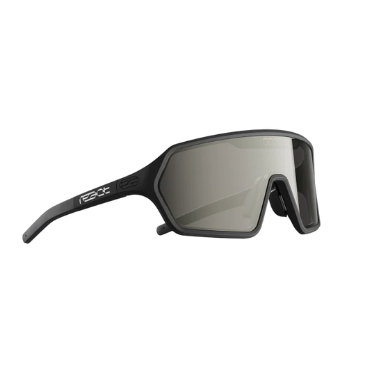 REACT Sunglasses Rev S Onyx Black with adjustable temples and nose pads.