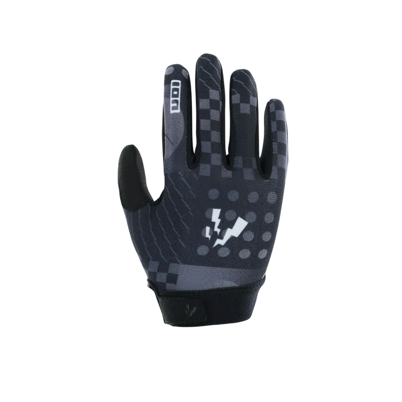 Chargez l'image dans la visionneuse de la galerie, ION MTB Gloves Scrub Youth Black with silicone grip and flexible mesh for young mountain bikers.