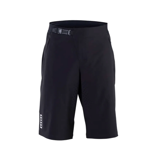 ION MTB Shorts Plus Ionic LT Men Black, lightweight and breathable bike shorts with Air_Flow Technology and four-way stretch fabric for flexibility.