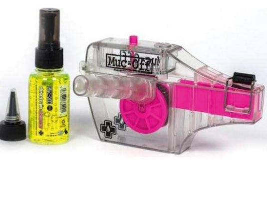 Muc-Off X-3 Dirty Chain Machine with Drivetrain Cleaner for bicycle maintenance.