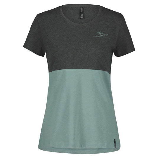 Scott Casual Contessa short-sleeve women tee in dark grey and Northern Mint, organic cotton.