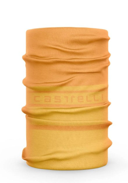 CASTELLI Neck Warmer 3 Stagioni Unisize in orange with seamless tube construction and sublimated graphic.