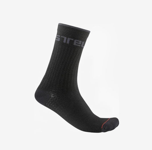 CASTELLI Socks Distanza 20 Wool Black, merino wool, arch support, durable heel and toe, 20cm height.
