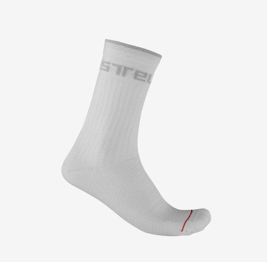 CASTELLI Socks Distanza 20 Wool White, winter-weight merino blend, arch support, durable nylon heel and toe, 20cm height.