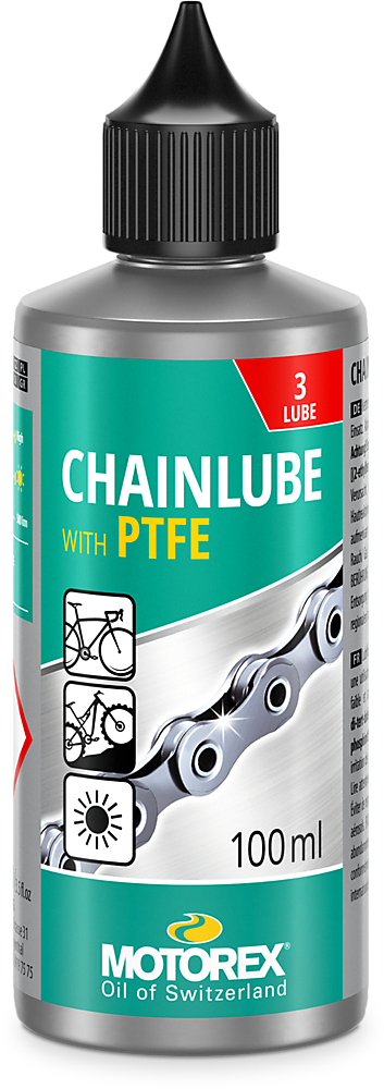 Motorex Lube Chainlube with PTFE bottle for racing and mountain bikes.