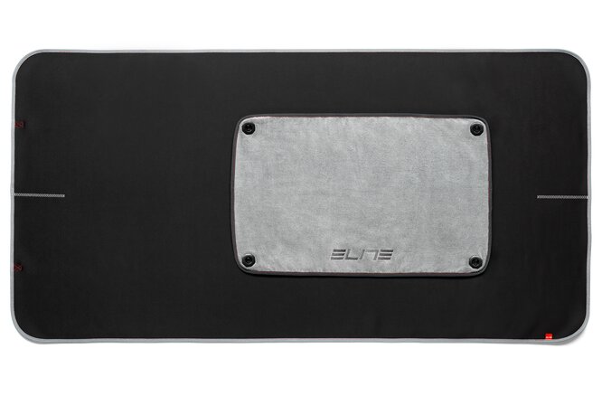 Load image into Gallery viewer, ELITE Mat DRY Black floor mat with removable cotton terry insert for indoor cycling.