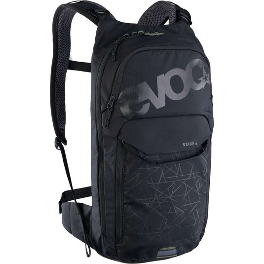EVOC Backpack Stage 6L with 2L hydration bladder; ideal for mountain biking and hiking.