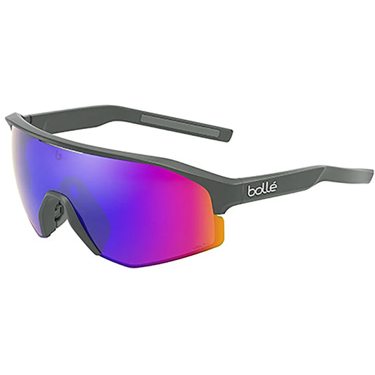 BOLLE Sunglasses Lightshifter XL with Volt Ultraviolet titanium matte finish, high contrast lenses, and grey tint base.