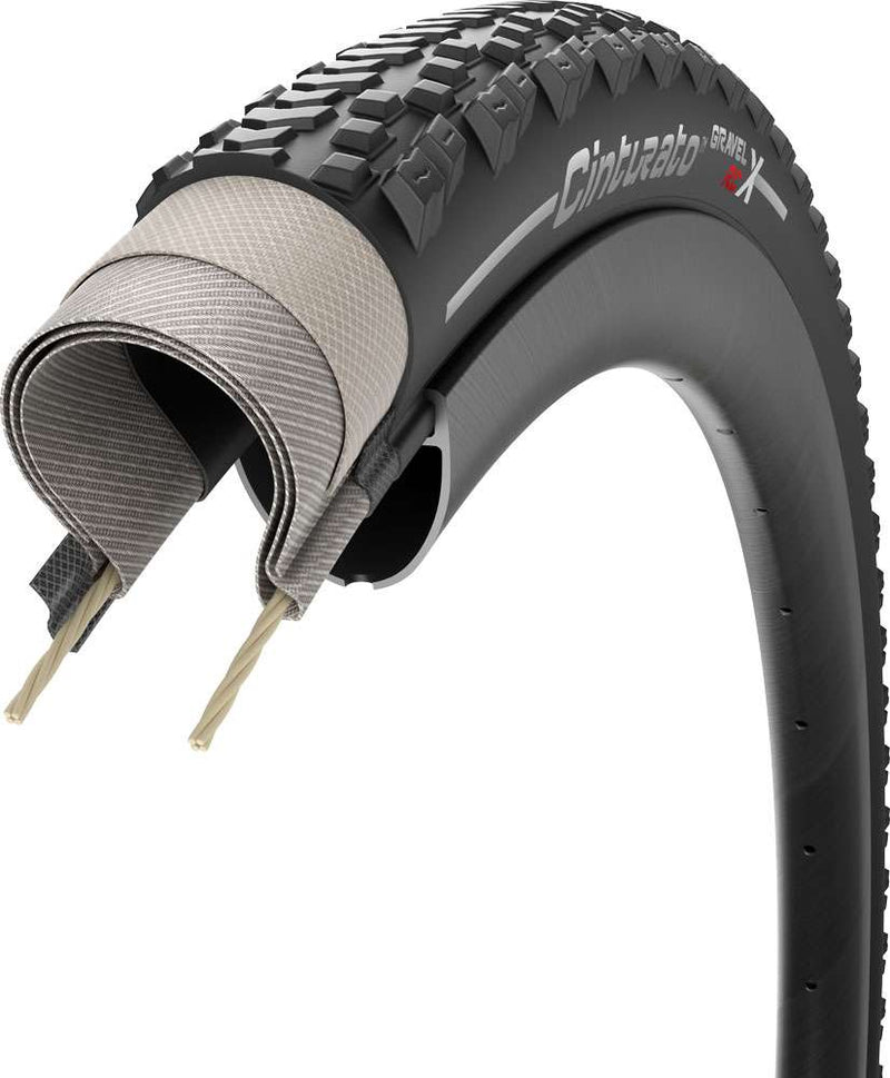 Load image into Gallery viewer, PIRELLI Tire Cinturato Gravel TLR RCX 700x40c Black with durable TechWALL X construction and SpeedGRIP compound.
