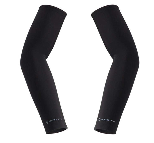 SCOTT Arm Warmers AS Team Black with anatomical shape and 4-way stretch fabric.