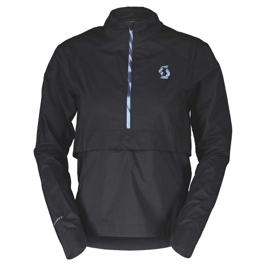 SCOTT women's black anorak jacket with high collar and half zip.