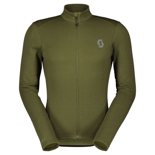 SCOTT Shirt Gravel Warm Merino Long-Sleeve Men Fir Green with reflective details