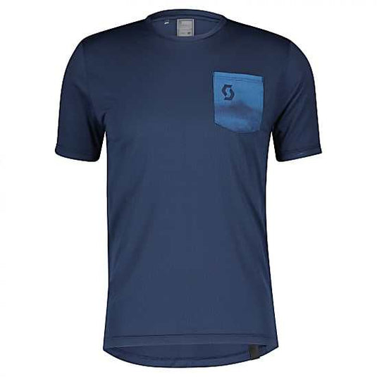 SCOTT Tee Gravel 20 Midnight Blue, short-sleeve men's shirt with chest pocket.