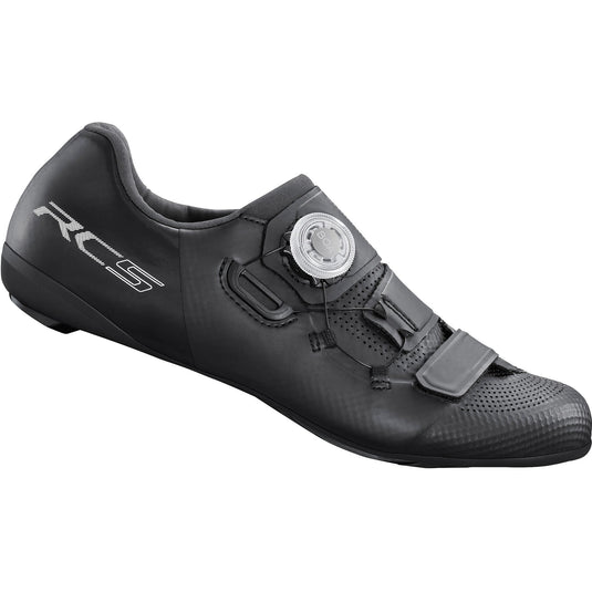 SHIMANO Shoes Road SH-RC5 SPD-SL Black with BOA L6 twist closure and carbon fiber midsole.