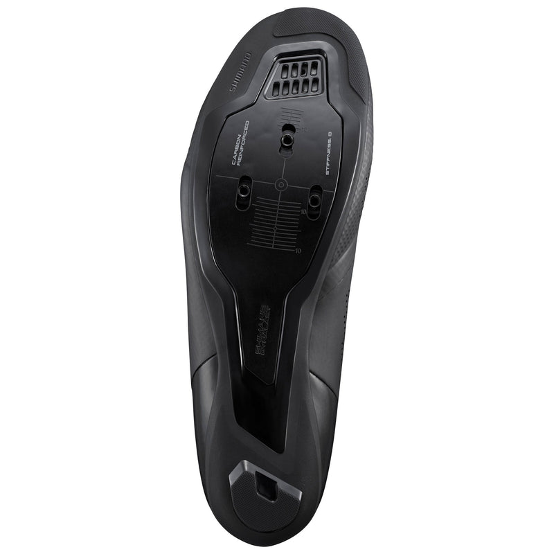 Chargez l'image dans la visionneuse de la galerie, SHIMANO Shoes Road SH-RC5 SPD-SL Black sole with carbon fiber reinforced nylon midsole.