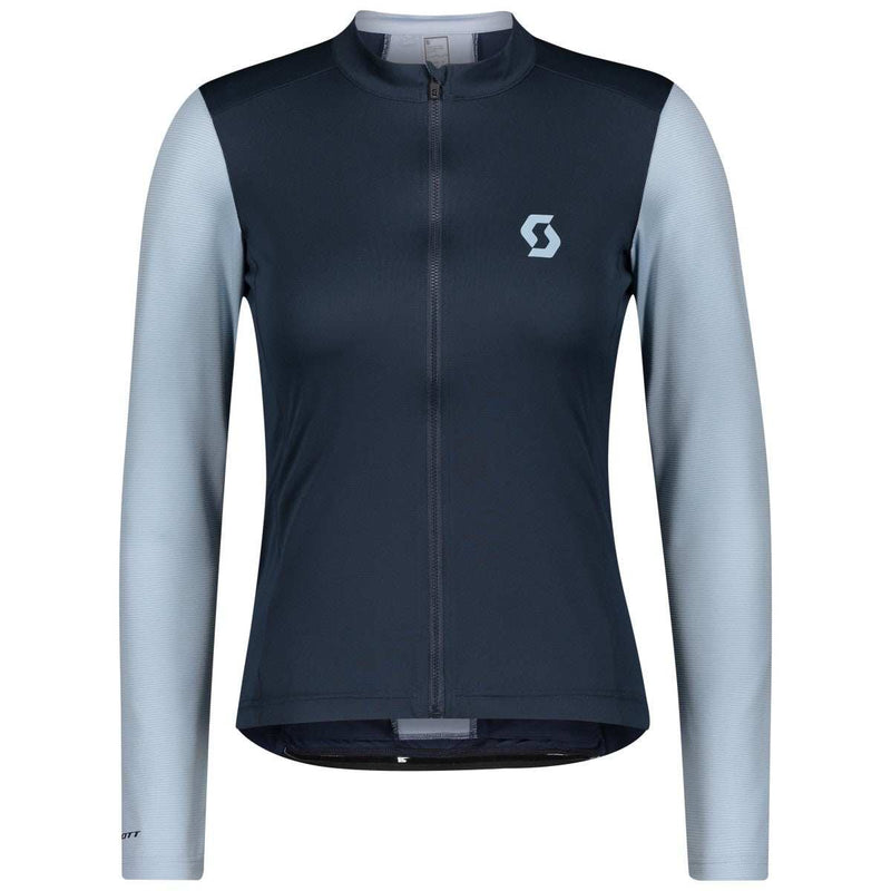 Chargez l'image dans la visionneuse de la galerie, Scott Endurance 10 L/SL Women's Shirt in Midnight Blue and Glace Blue with full-zip and breathable fabric.