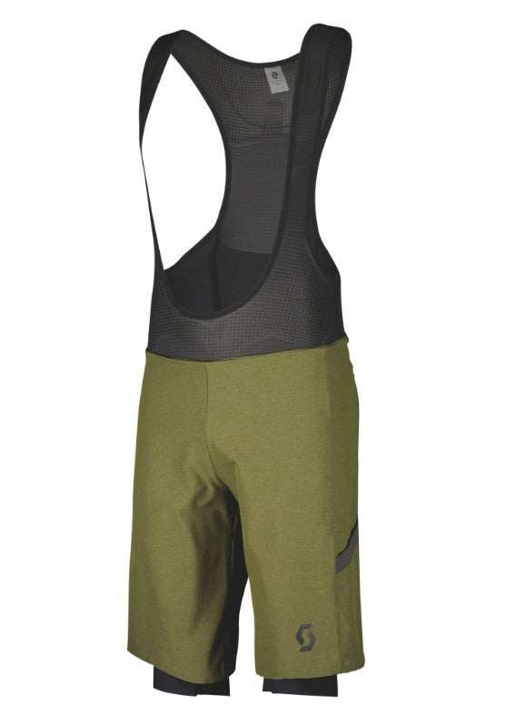 Load image into Gallery viewer, SCOTT Shorts Gravel Hybrid +++ Men Fir Green with bibshorts and loose shorts, 4-way stretch fabric.