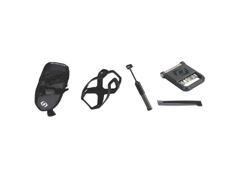 Load image into Gallery viewer, SYNCROS Repair Set MTBiker Essentials Kit with saddlebag, tire levers, mini-pump, and cage.