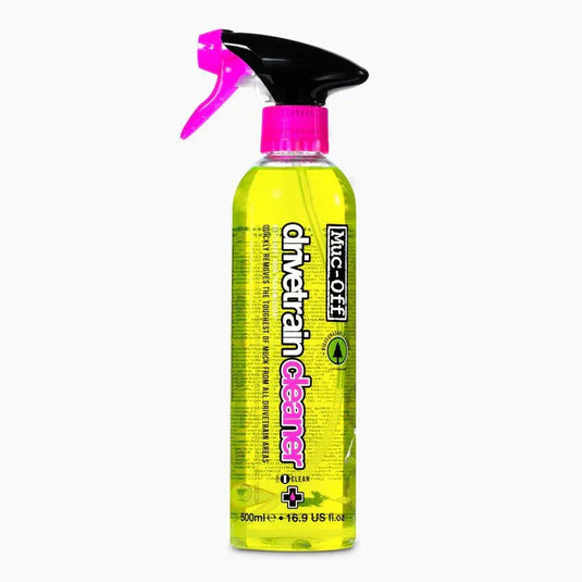 MUC-OFF Drivetrain Cleaner bottle with spray nozzle, 500ml capacity.