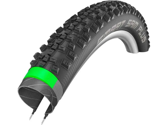 SCHWALBE Tire Smart Sam Plus 27.5 x 2.25 with GreenGuard puncture protection.