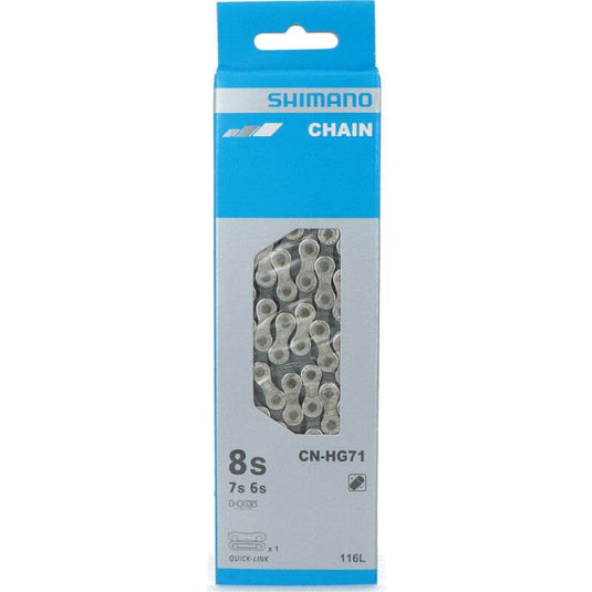 SHIMANO Chain CN-HG71 6-7-8-speed 116L Silver packaging with Hyperglide technology.