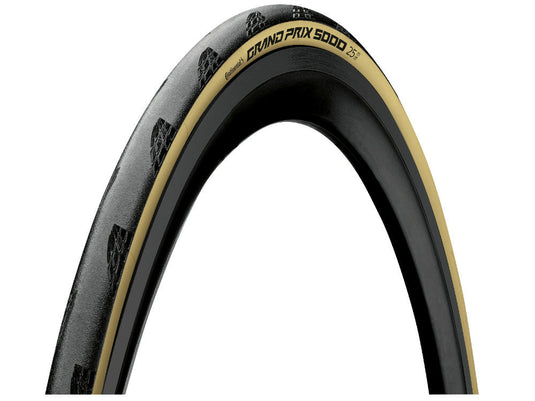 CONTINENTAL Tire Grand Prix 5000 700x25c Black Cream, high-performance road bike tire.