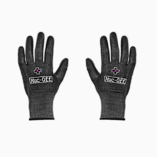 Muc-Off Mechanics Gloves offering 360° protection and dexterity for mechanics, latex-free with PU palm coating.