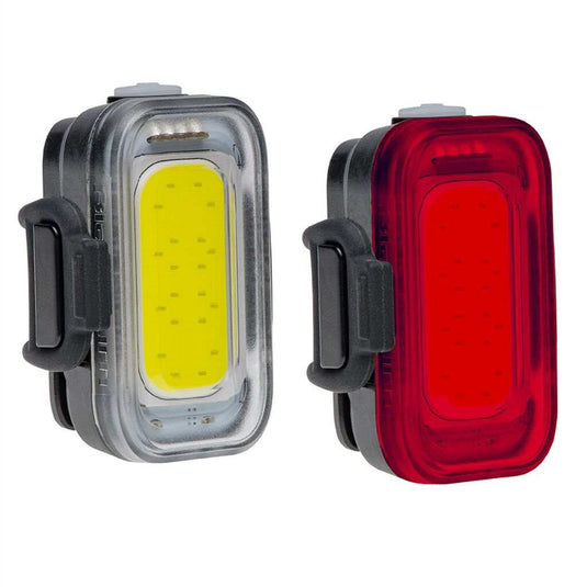 BLACKBURN Grid Light Set with 110 lumens, USB-C rechargeable, IP-65 water-resistant, and four light modes for biking.
