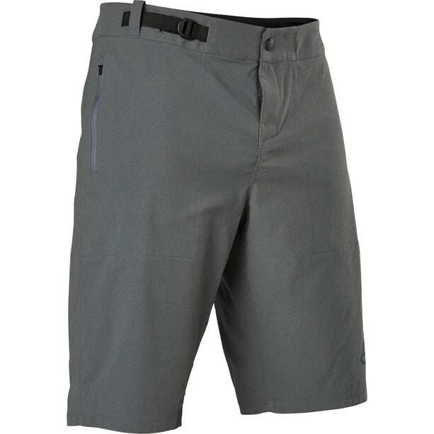 Chargez l'image dans la visionneuse de la galerie, Fox Ranger Lined Shorts Dark Shadow - Technical mountain bike shorts with liner, TruMotion stretch ripstop fabric, adjustable fit, and moisture-wicking waistband.