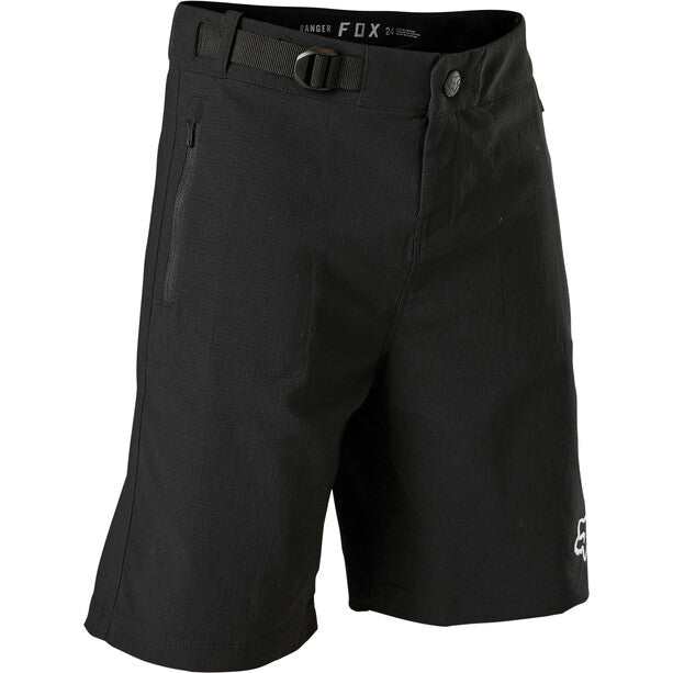 Chargez l'image dans la visionneuse de la galerie, Fox Ranger Lined Shorts Black for mountain biking with durable ripstop fabric.