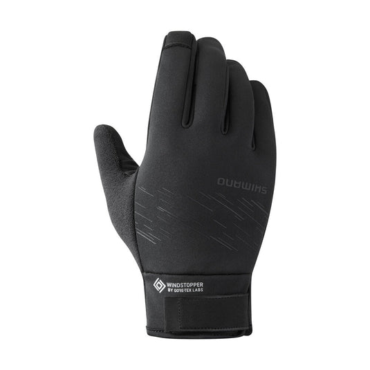 SHIMANO Gloves Windstopper Insulated Black with recycled polyester shell and fleece lining.