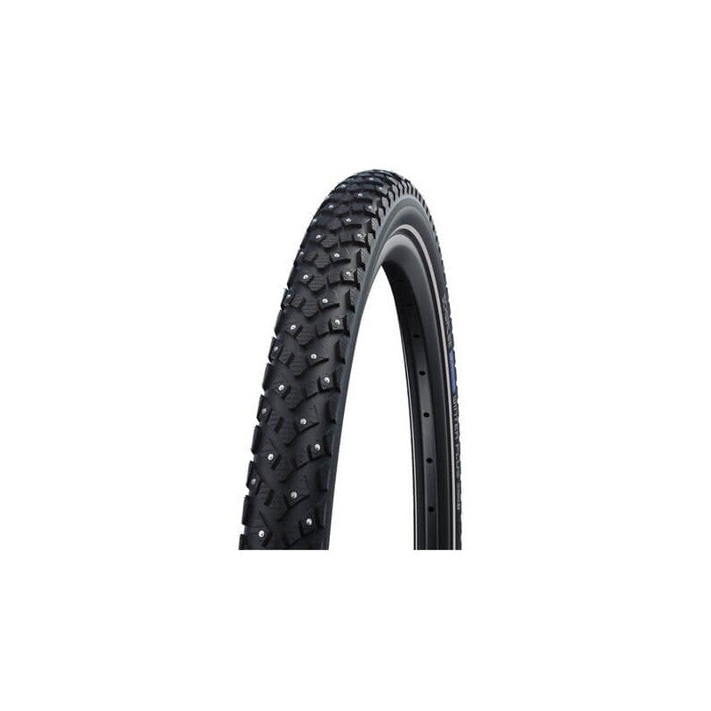 Load image into Gallery viewer, SCHWALBE Tire Marathon Winter Plus with reflector 700x40c Black for safe icy road cycling.