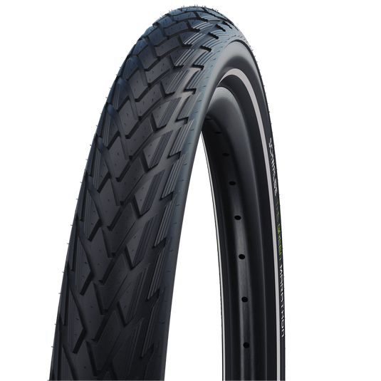 SCHWALBE Tire Green Marathon 700x38C with reflective stripe, eco-friendly puncture protection.