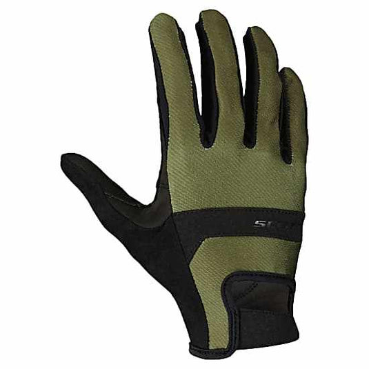SCOTT Gloves Gravel LF Fir Green with breathable fabric and touchscreen compatibility.