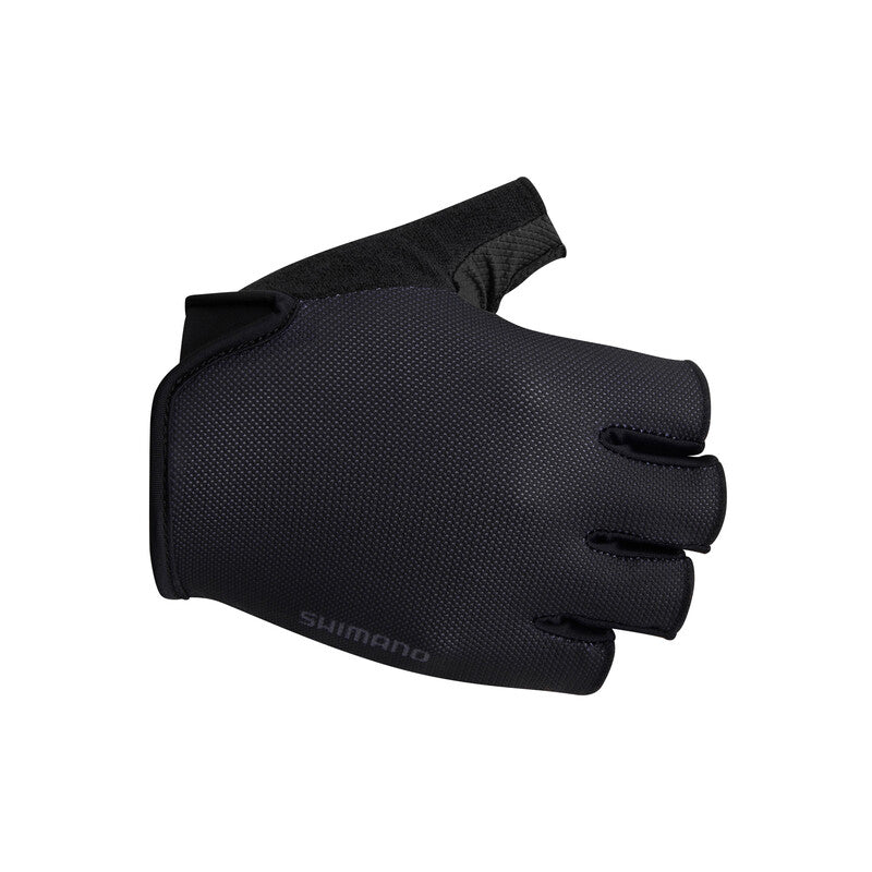 Chargez l'image dans la visionneuse de la galerie, SHIMANO Gloves Airway Black with ergonomic fit and breathable mesh fabric.