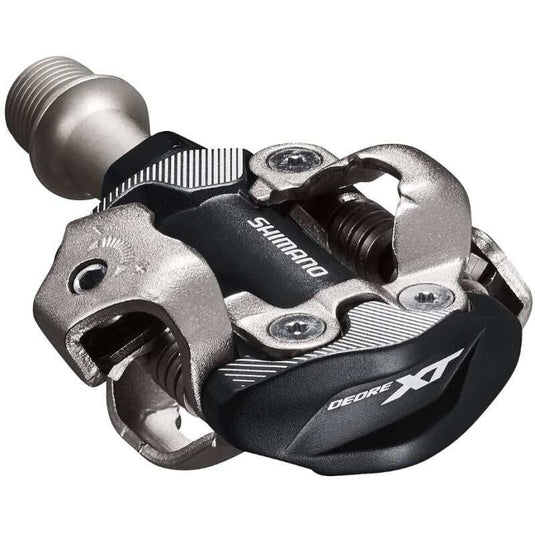 SHIMANO Pedal XT PD-M8100 with Cleat SM-SH51, dual-sided SPD system, large contact area, CrMo axle.