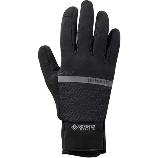 SHIMANO Gloves Women Infinium Insulated Black with GORE-TEX Windstopper, touchscreen compatible.