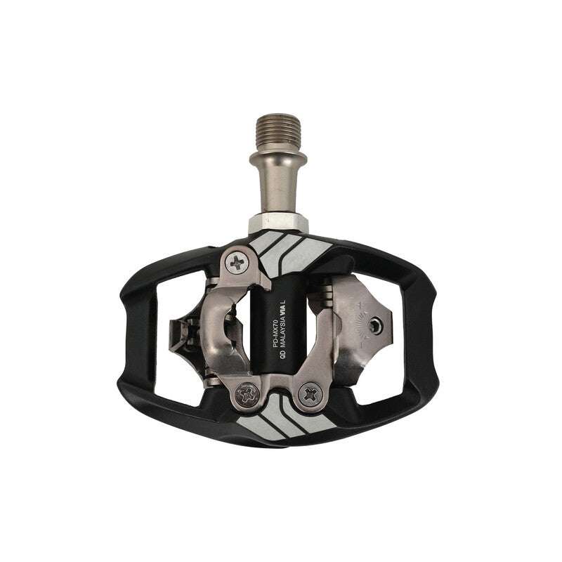 Chargez l'image dans la visionneuse de la galerie, SHIMANO Pedal PD-MX70 SPD with Cleat SM-SH51 for BMX racing, featuring wide contact surface for support and grip.