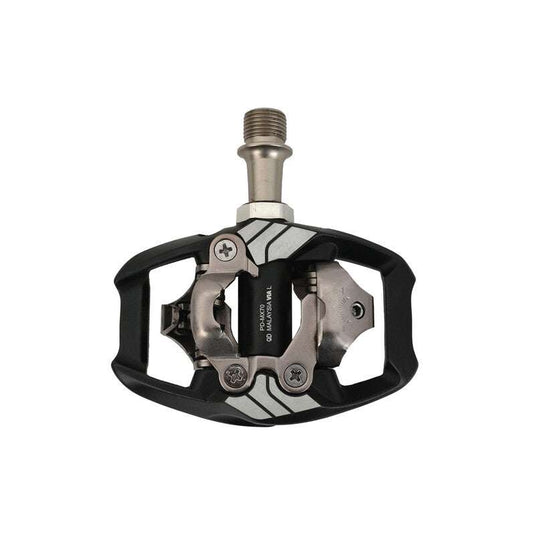 SHIMANO Pedal PD-MX70 SPD with Cleat SM-SH51 for BMX racing, featuring wide contact surface for support and grip.