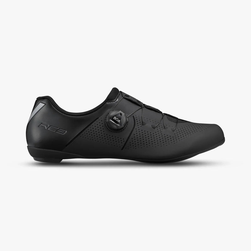 Chargez l'image dans la visionneuse de la galerie, SHIMANO Shoes Road SH-RC3 SPD-SL Black with BOA fit system and seamless midsole.