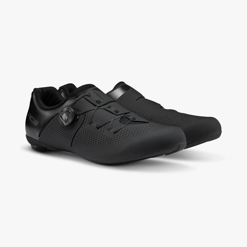 Chargez l'image dans la visionneuse de la galerie, SHIMANO Shoes Road SH-RC3 SPD-SL Black with BOA fit system and fiberglass sole.