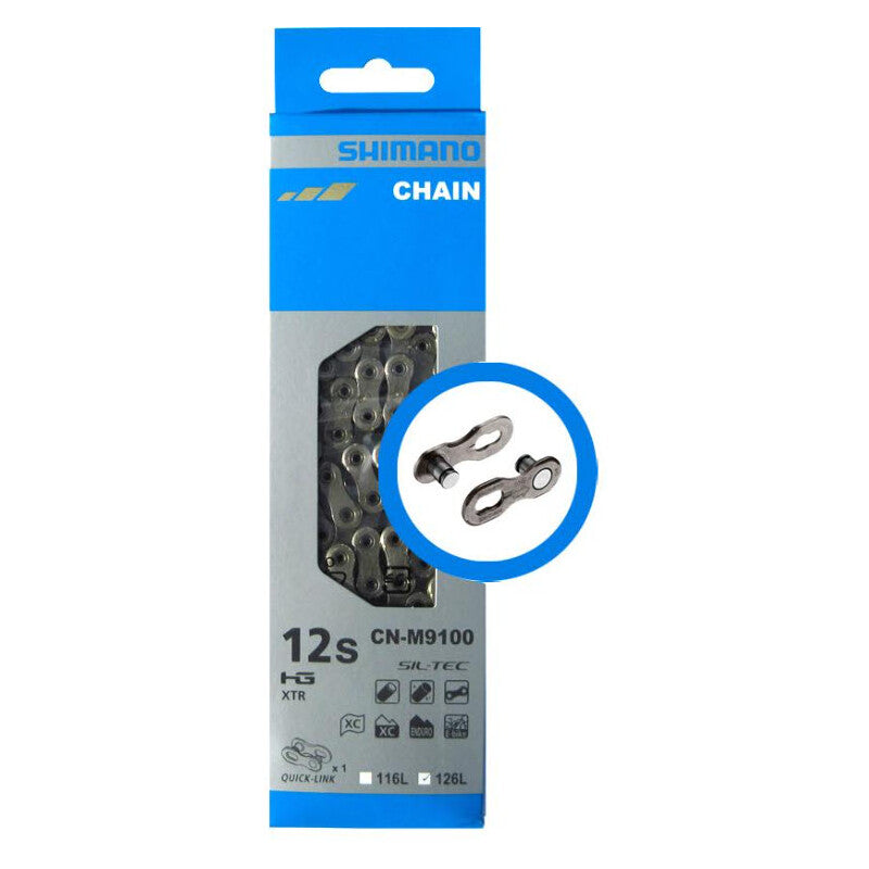 Load image into Gallery viewer, SHIMANO Chain XTR CN-M9100 HG 12-speed 126L with Quicklink packaging.