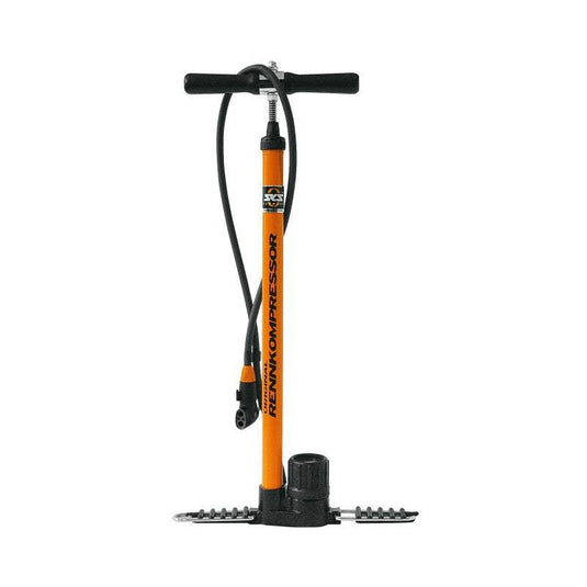 SKS Floor Pump Rennkompressor Multi-valve with metal tube and wooden handle.
