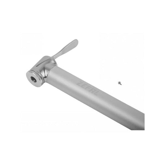 ZEFAL Pump Road Micro High Performance 165mm Silver, compact aluminum bike pump for road and triathlon tires, frame mount included.