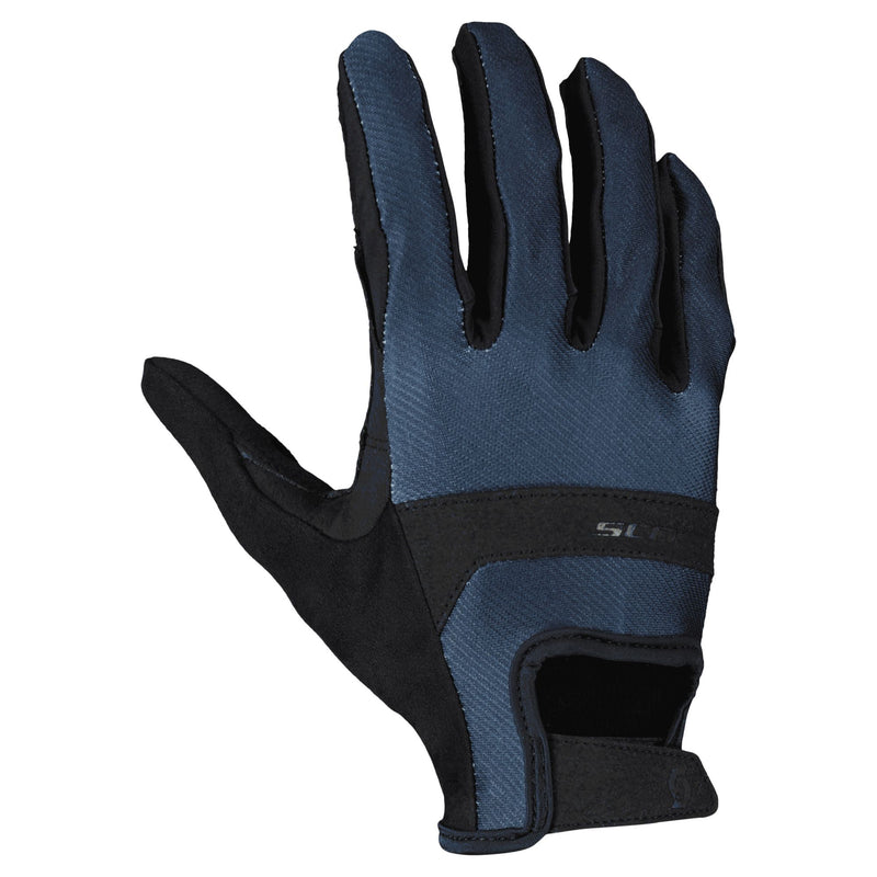 Load image into Gallery viewer, SCOTT Gloves Gravel LF Dark Blue with breathable fabric and touchscreen compatibility.
