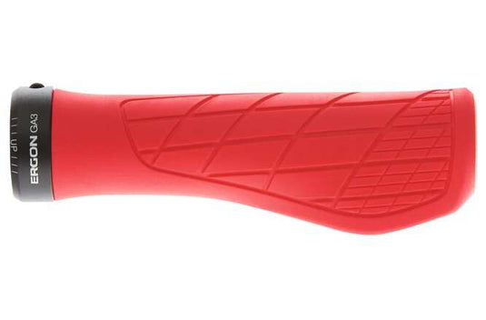 ERGON Grip Ergonomic GA3-S in red with optimized ergonomic shape and aluminum screw attachment.