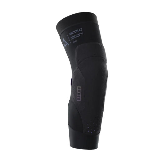 ION Knee Guard Arcon LT Unisex Black with biodegradable L-2 protection pad and silicone grippers.