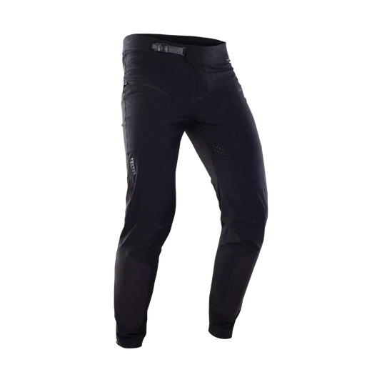 ION MTB Pants Scrub AMP BAT Men Black with 4-way stretch Graphene fabric, tapered fit, and ratchet waistband.